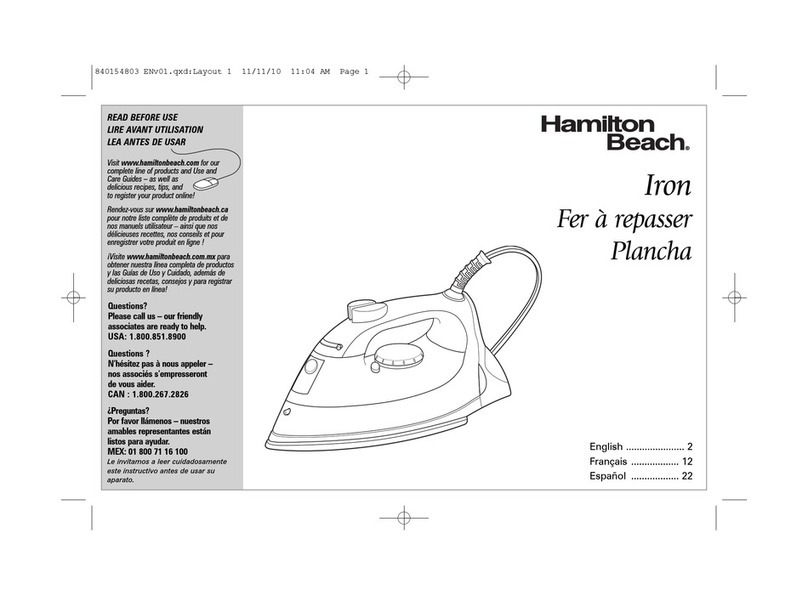 Hamilton Beach 14565 - Lightweight Iron use & care