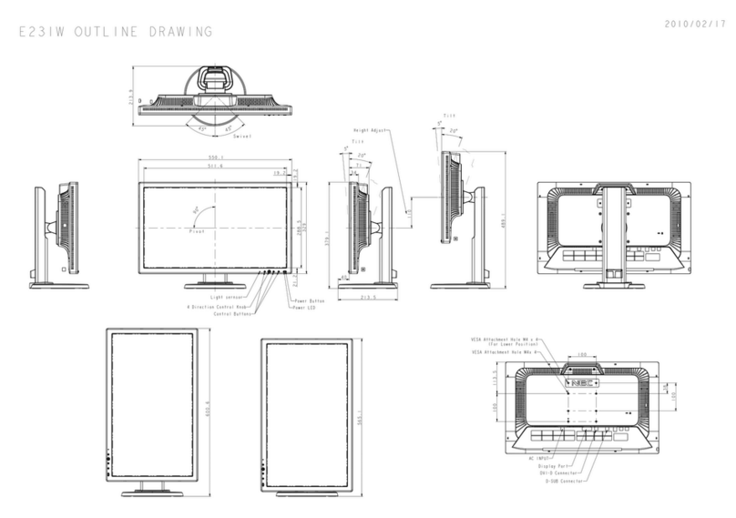 NEC MultiSync E231W Outline Drawing