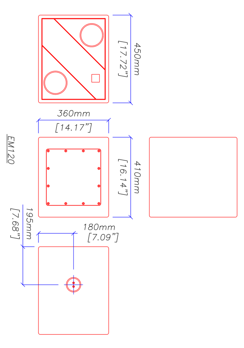 Martin Audio EM120 - SCHEMATICS Dimensional drawing