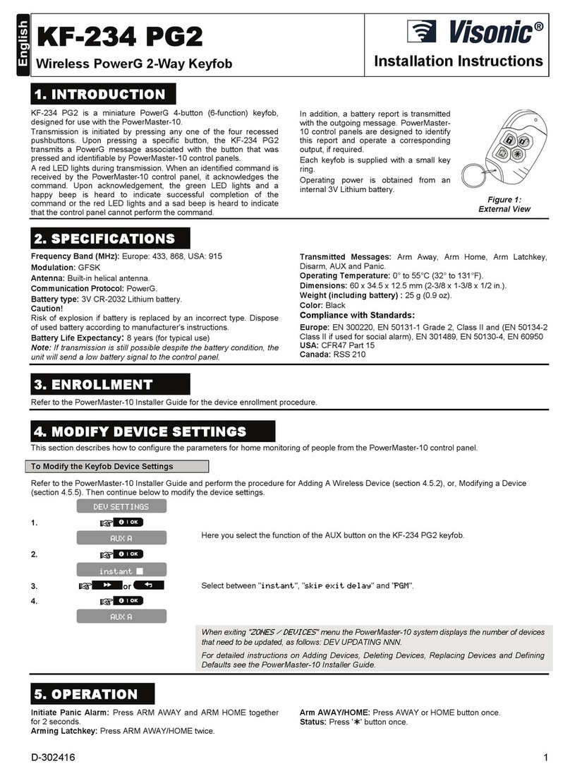 Visonic KF-234 PG2 - User manual
