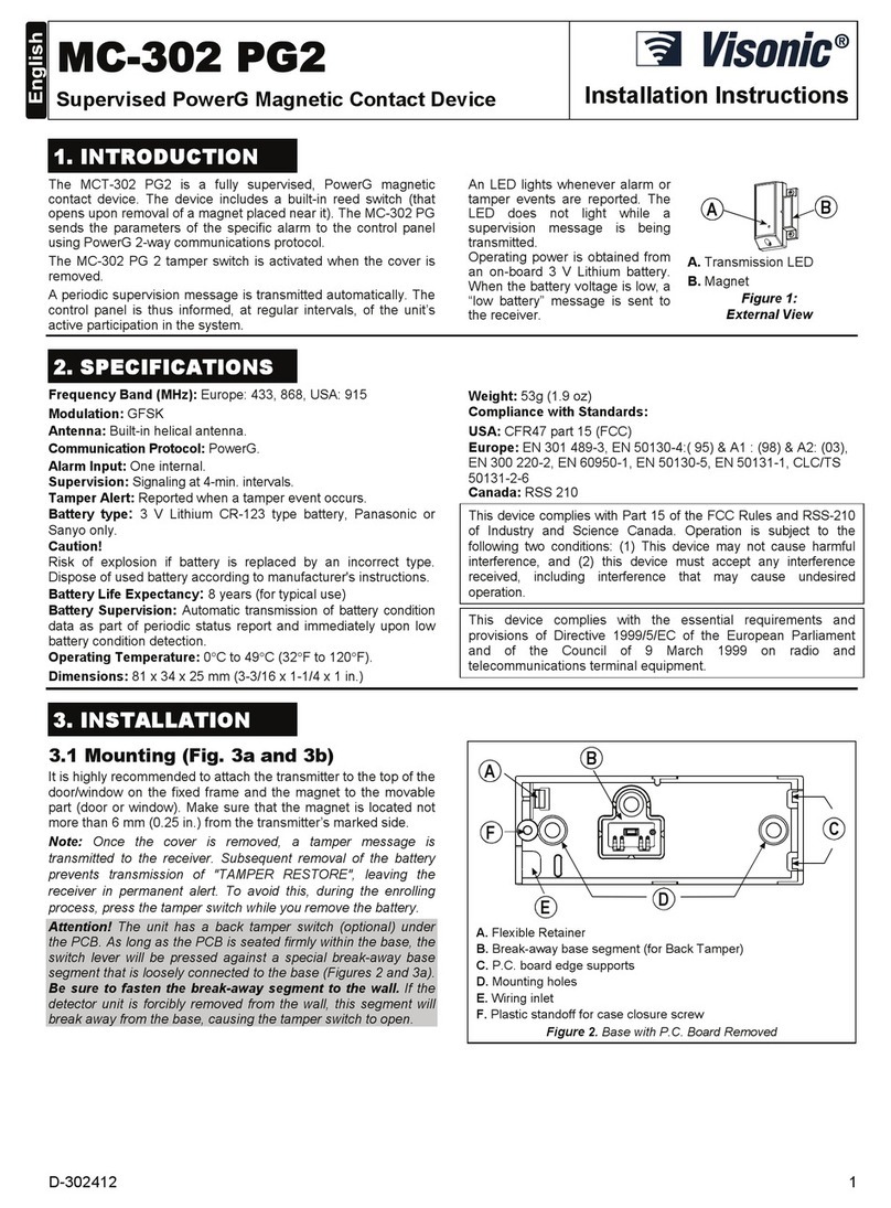 Visonic MC-302 PG2 User manual