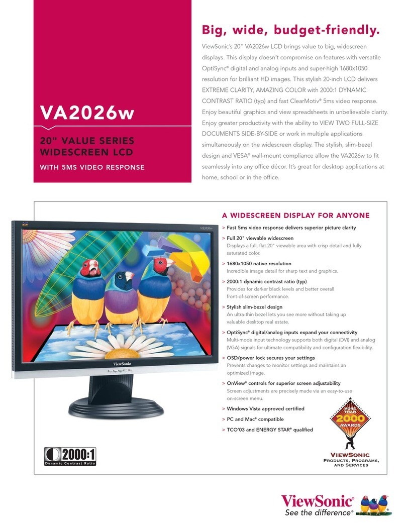 ViewSonic VA2026W - 20" LCD Monitor User manual