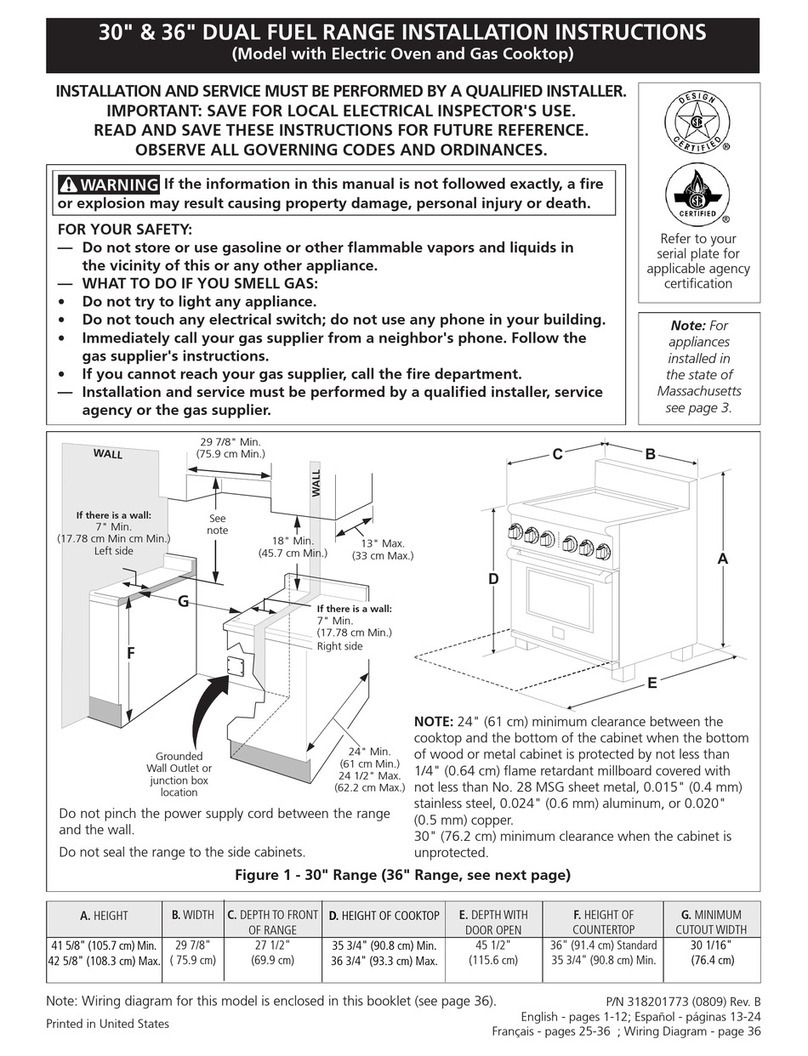 Electrolux E30DF74GPS - 30" Pro-Style Dual-Fuel Range User manual