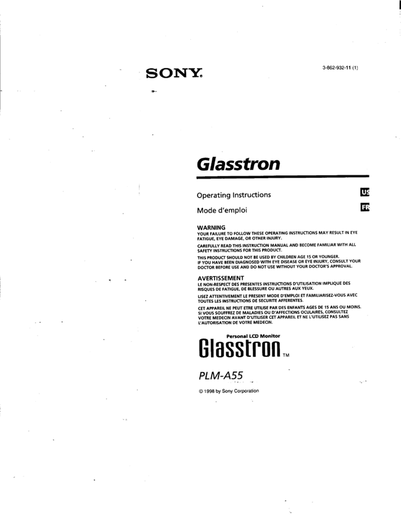 Sony PLM-A55 - Glasstron - 0.7" TFT Active Matrix Head Mounted... operating instructions