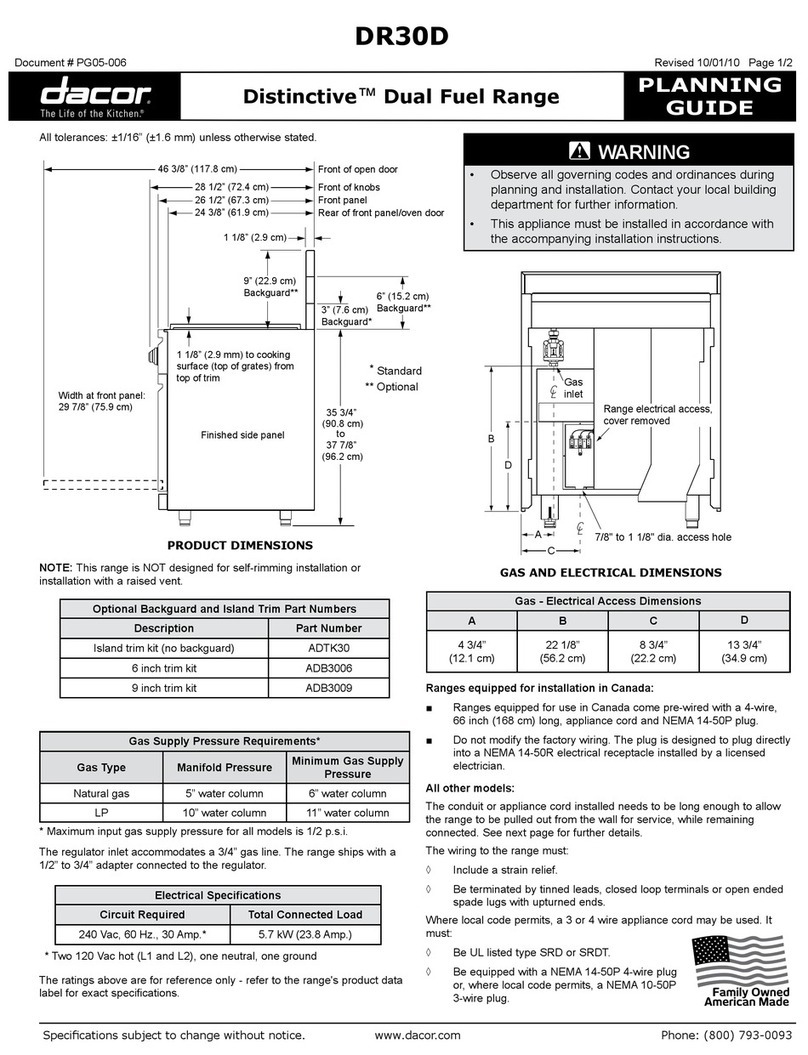 Dacor Distinctive DR30DI Technical manual