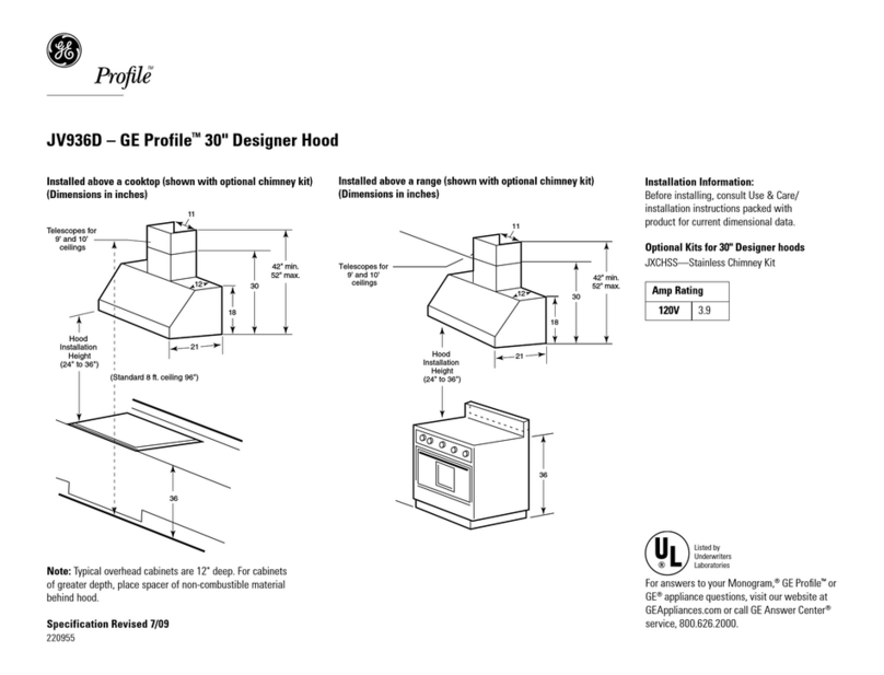 GE JV936DSS Specification sheet