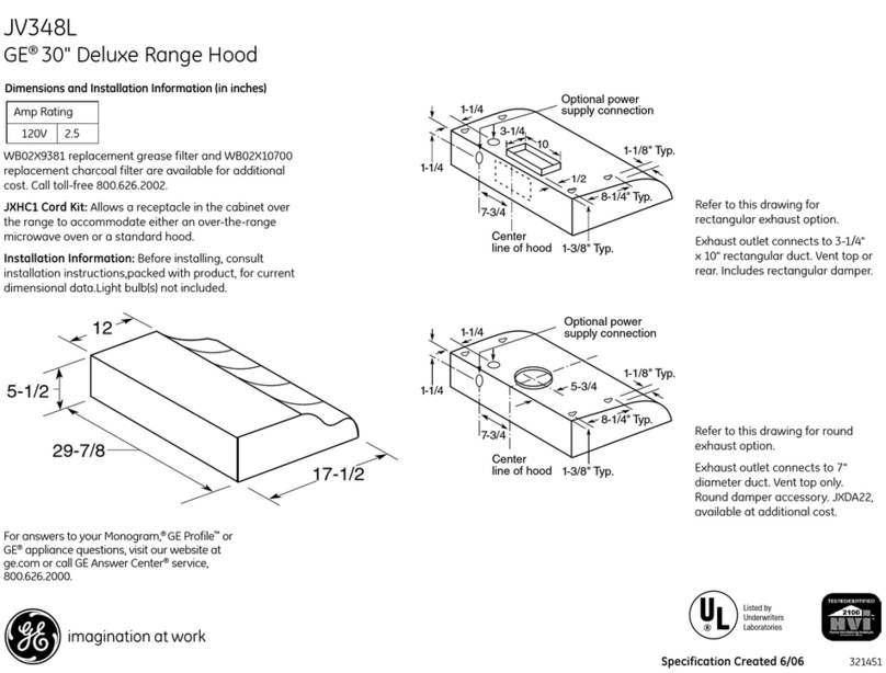 GE JV348LSS Dimensions and installation information GE JV348LSS Dimensions and installation information