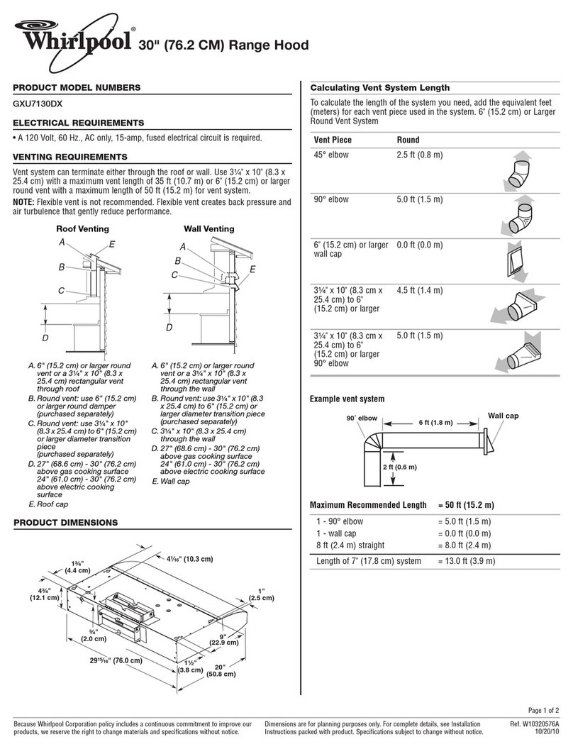 Whirlpool GXU7130DX Dimensions and installation