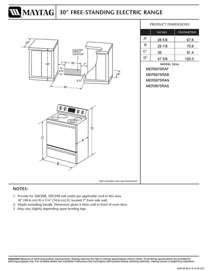 Maytag MER5875RAB - 30" Electric Range User guide