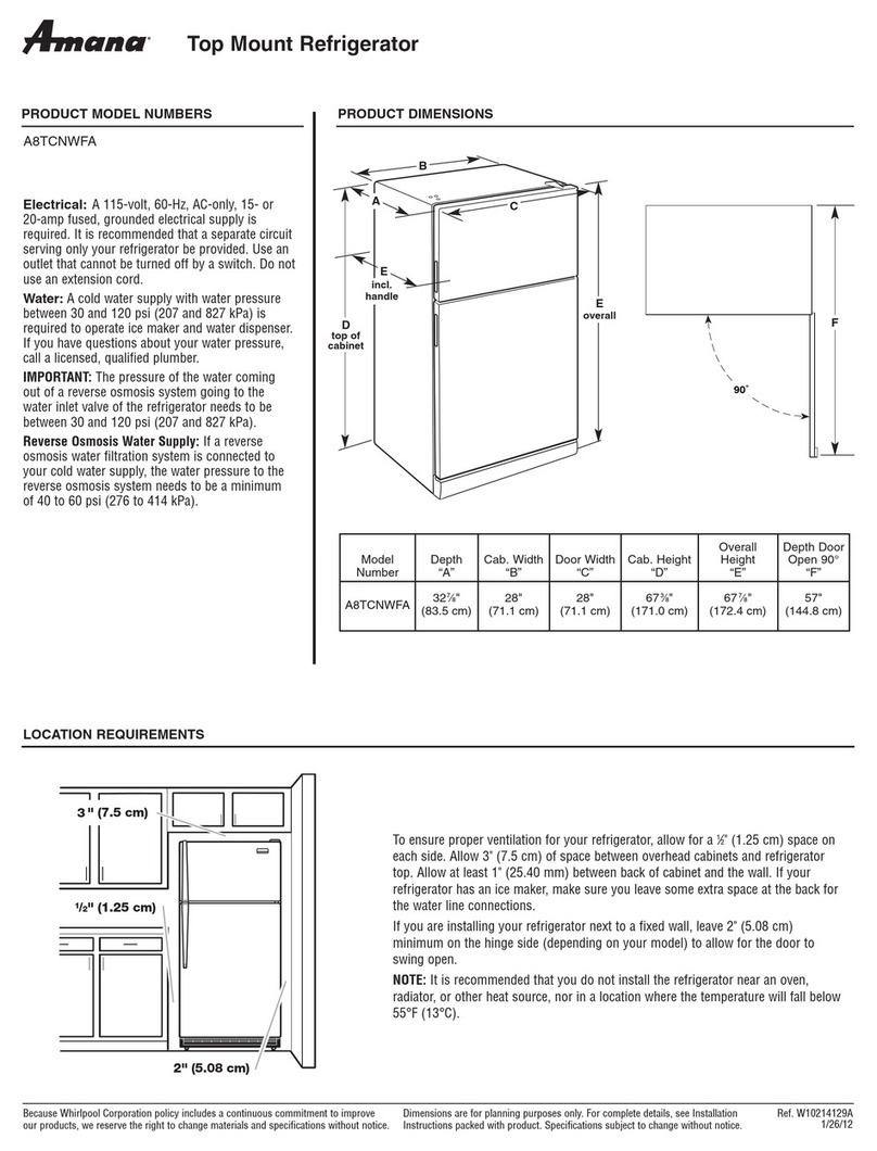 Amana A8TCNWFA Parts list manual Amana A8TCNWFA Parts list manual