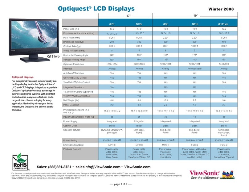 ViewSonic Q201WB - Optiquest - 20" LCD Monitor User manual