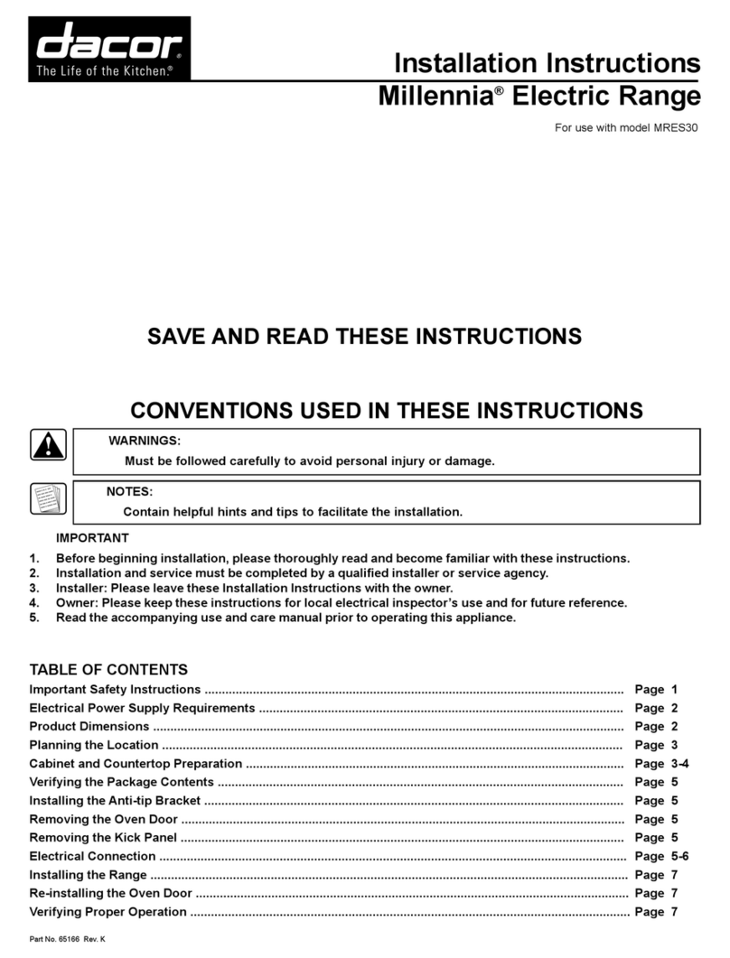 Dacor Millennia MRES30S installation instructions