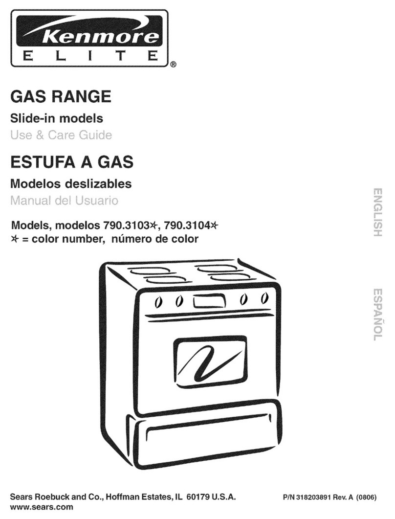 Kenmore 3103 - Elite 30 in. Slide-In Gas Range Use and care guide