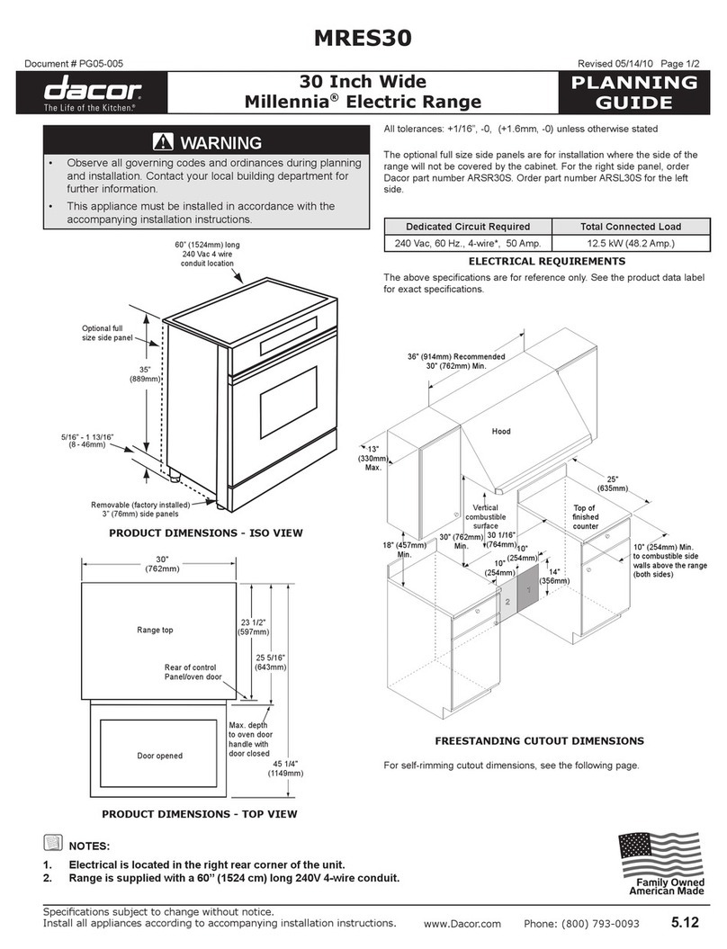 Dacor Millennia MRES30S Planning guide