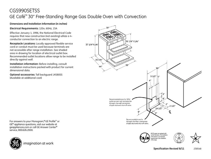 GE Cafe CGS990SETSS Dimensions and installation information