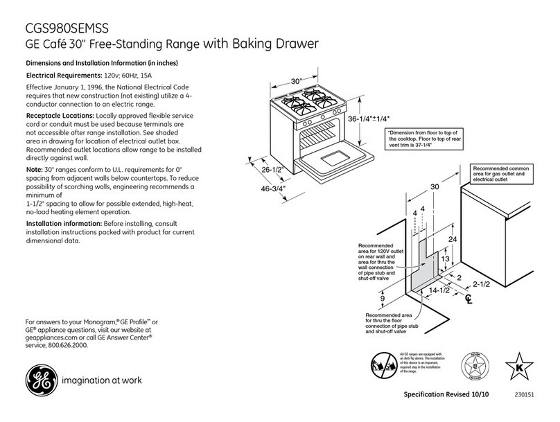 GE Cafe CGS980SEMSS Dimensions and installation information
