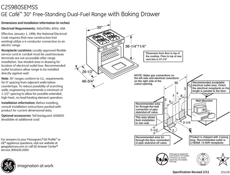 GE C2S980SEMSS - 30" Dual Fuel Ran Manual