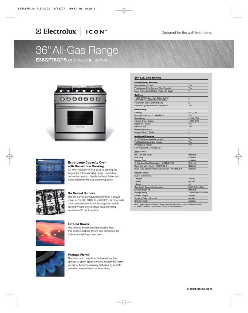 Electrolux E36GF76GPS Dimensions and specifications