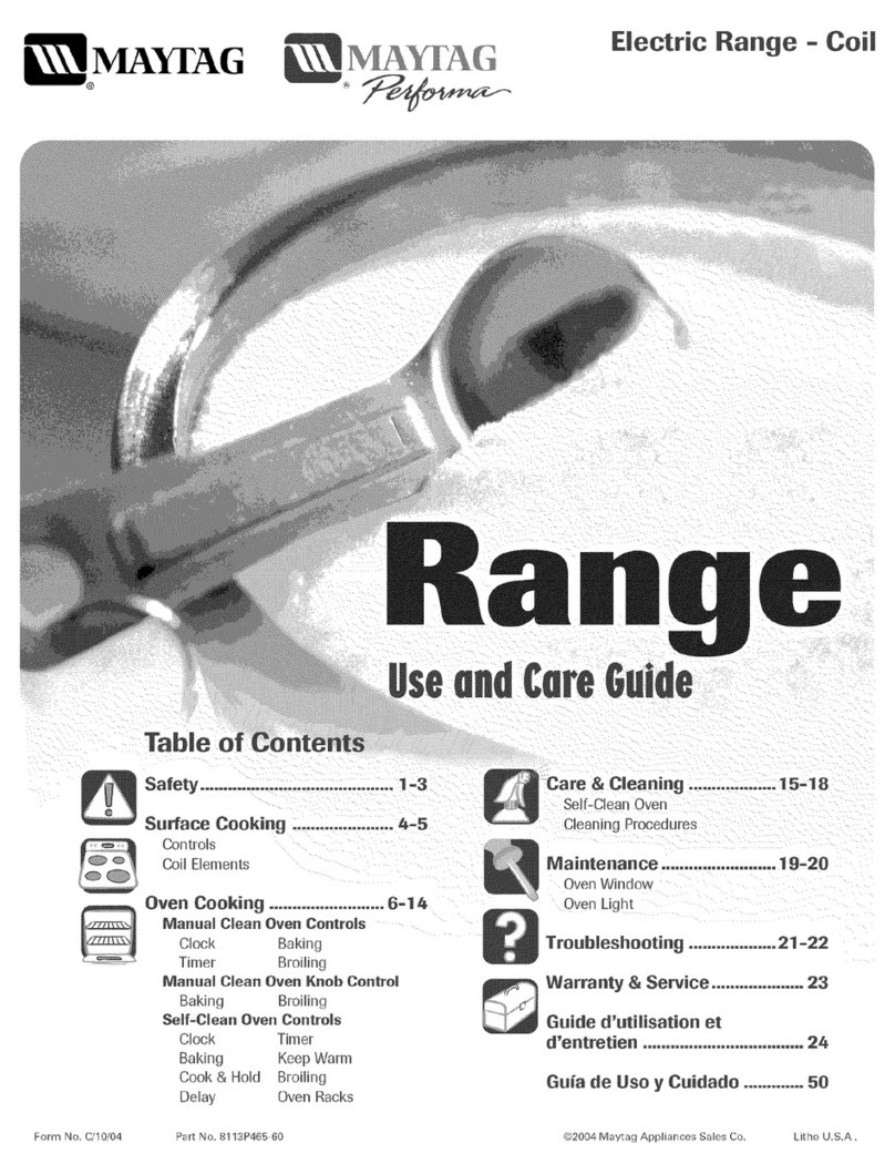 Maytag MER4351AAQ - 30" Electric Range User manual