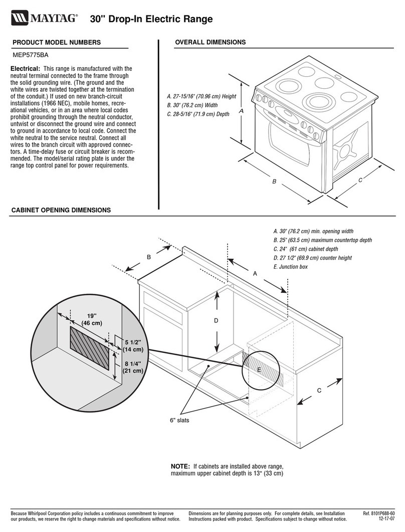 Maytag MEP5775BAF - 30in Electric Range User guide