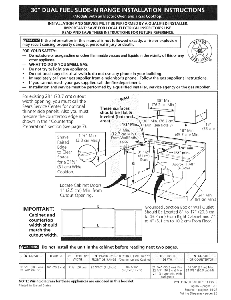 Kenmore 4101 - Elite 30 in. Slide-In Electric Range installation instructions