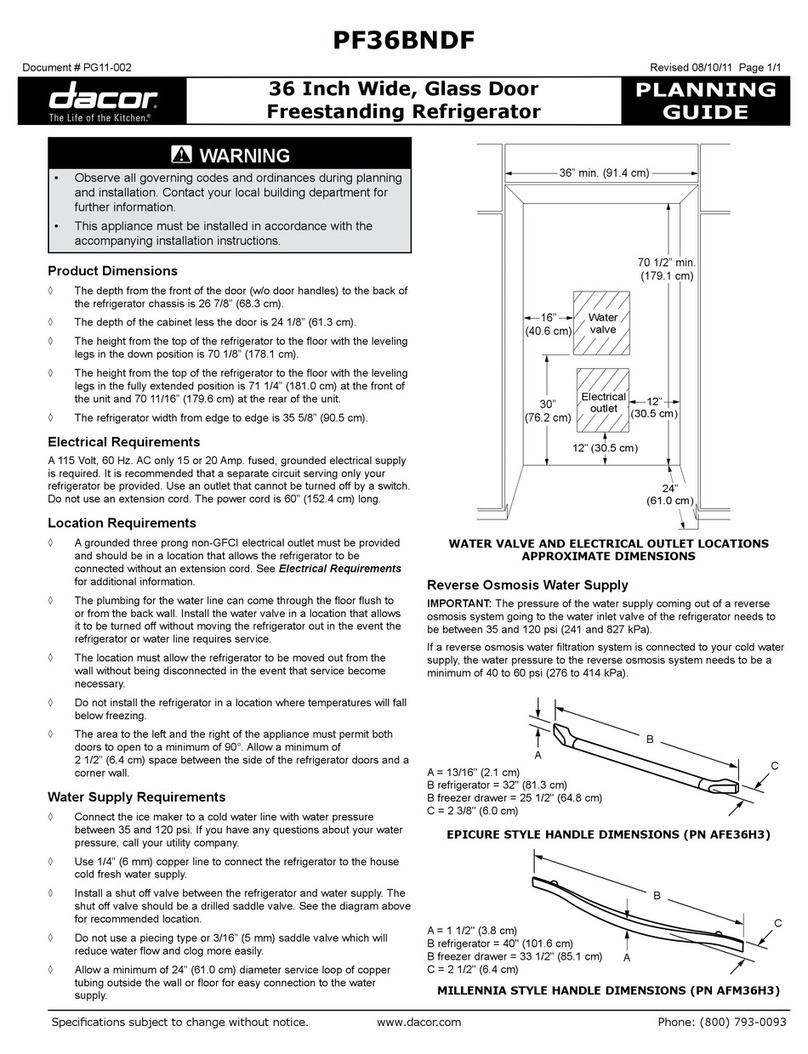 Dacor Millennia AFM36VSP Technical manual