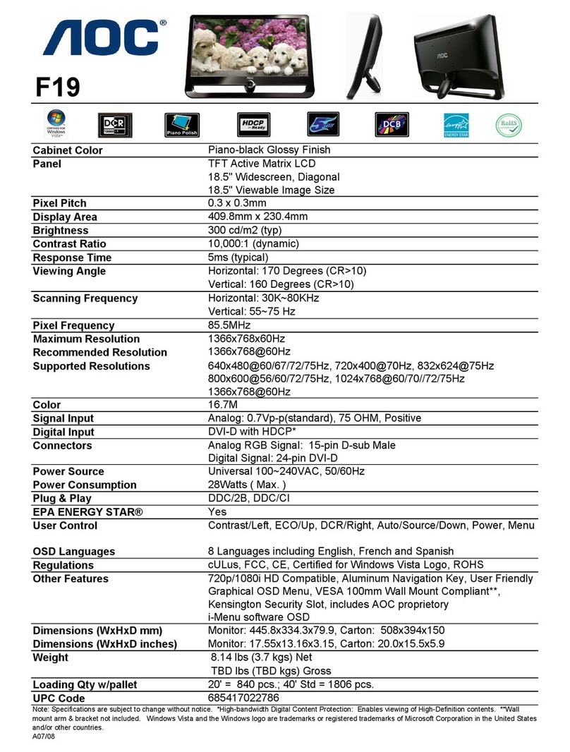 AOC Monitor F19 User manual