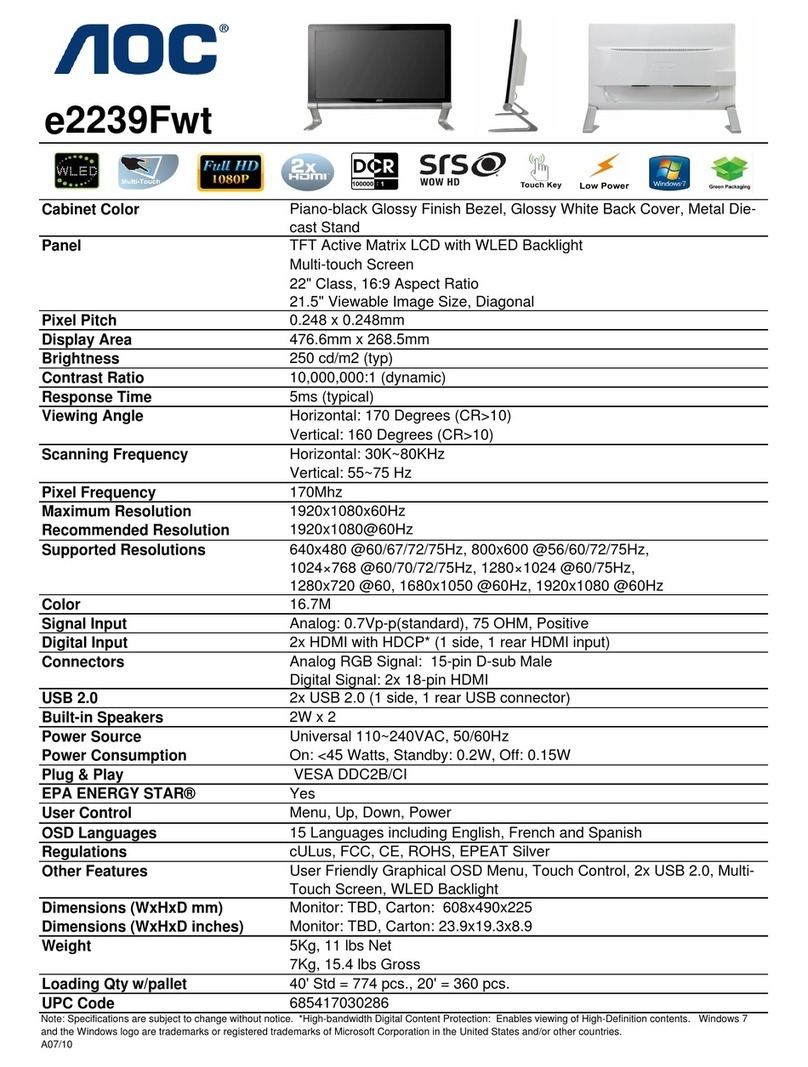 AOC E2239FWT User manual