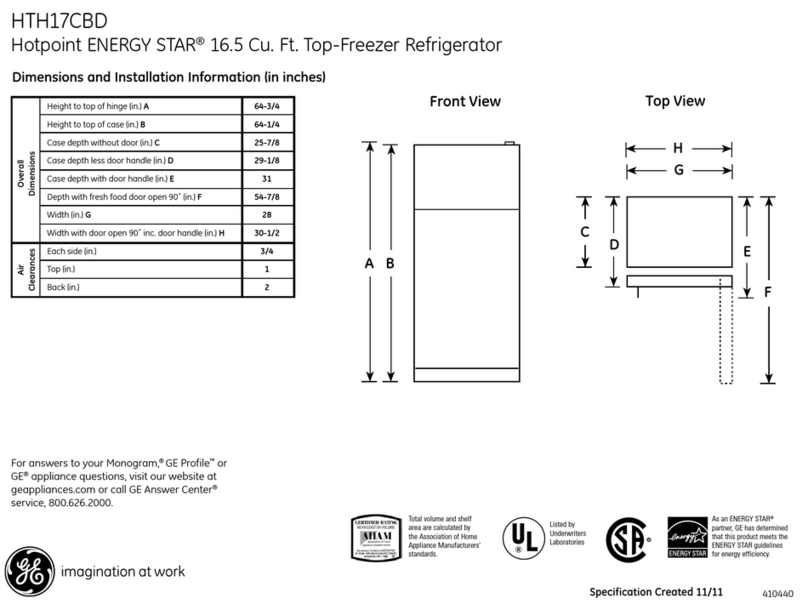 Hotpoint HTH17CBDLWW Dimensions and installation information