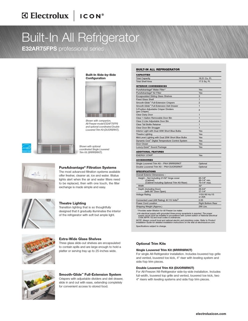 Electrolux E32AR75FPS - 16.5 cu. Ft. Refrigerator Specification sheet