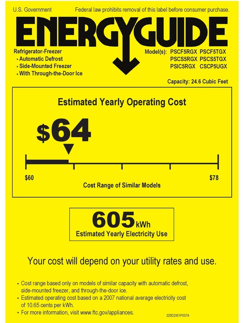 GE CSCP5UGXSS - 24.6 Cu Ft. Refrigerator Energy guide