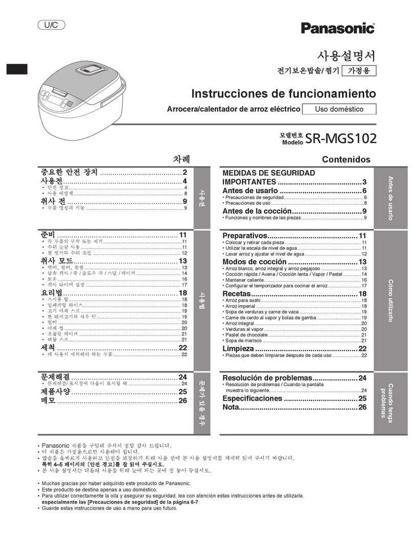 Panasonic SRMGS102 - SPS RICE COOKER/WARM User manual