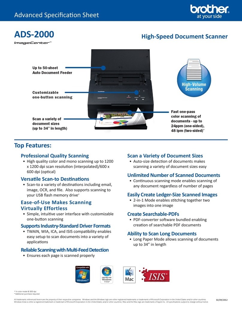 Brother ImageCenter ADS-2000 Specification sheet
