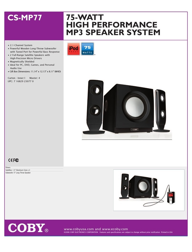 Coby CS-MP77 - 2.1-CH PC Multimedia Speaker Sys User manual