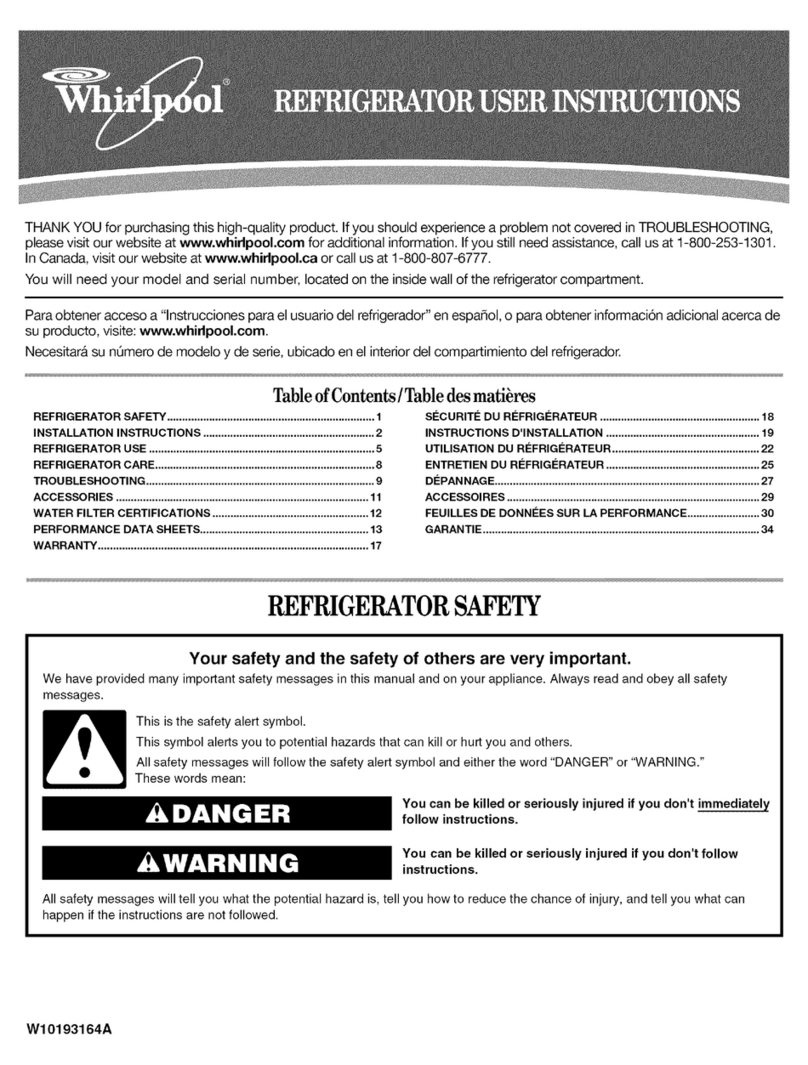 Whirlpool ED5FHAXVY - 25.3 cu. ft. Refrigerator User manual
