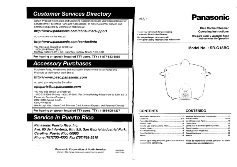 Panasonic SR-G18BG User manual