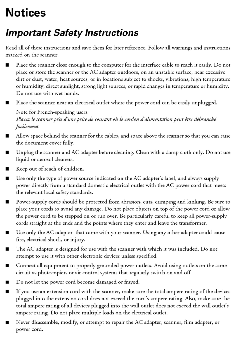 Epson 1260 - Perfection Scanner Important safety instructions