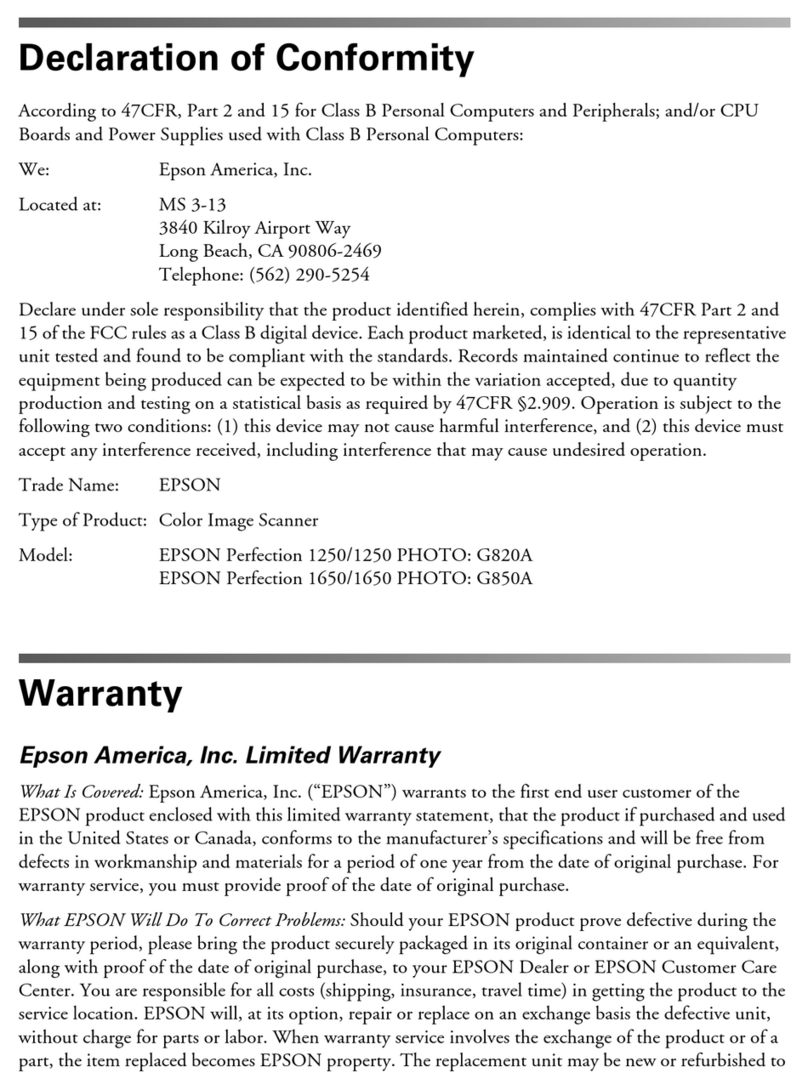Epson 1250 - Perfection Photo Flatbed Scanner Reference guide