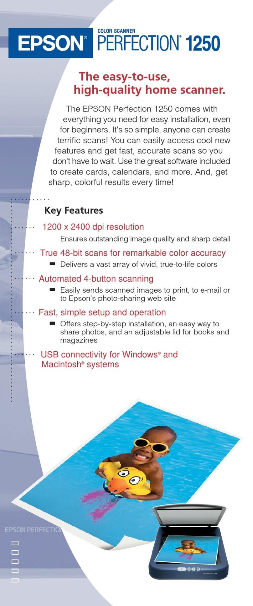 Epson 1250 - Perfection Photo Flatbed Scanner User manual