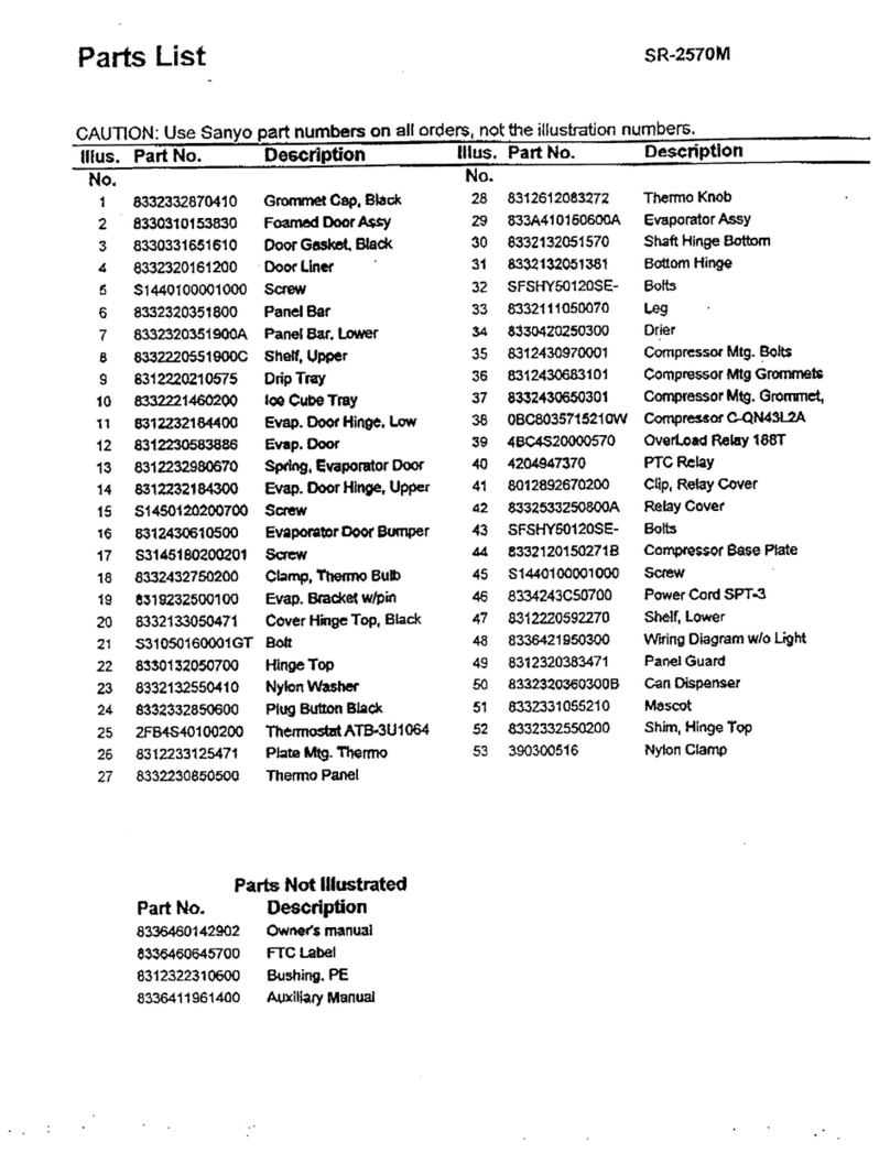 Sanyo SR-2570M - 2.5 cu. Ft. Mid-Size Refrigerator User manual