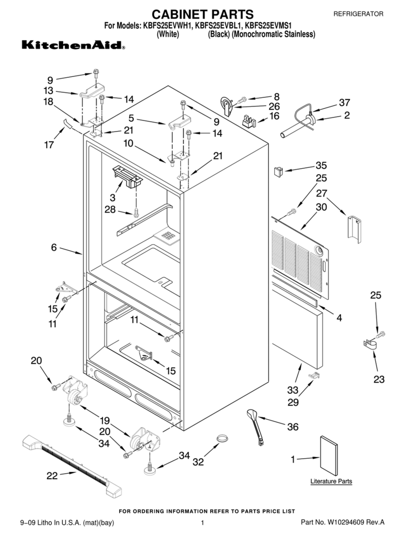 KitchenAid KBFS25EVWH - 24.8 cu. ft. Refrigerator User manual