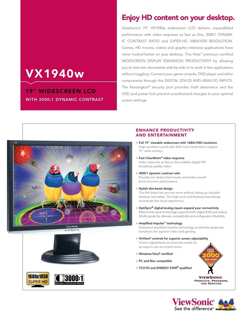 ViewSonic VX1940W - 19" LCD Monitor User manual