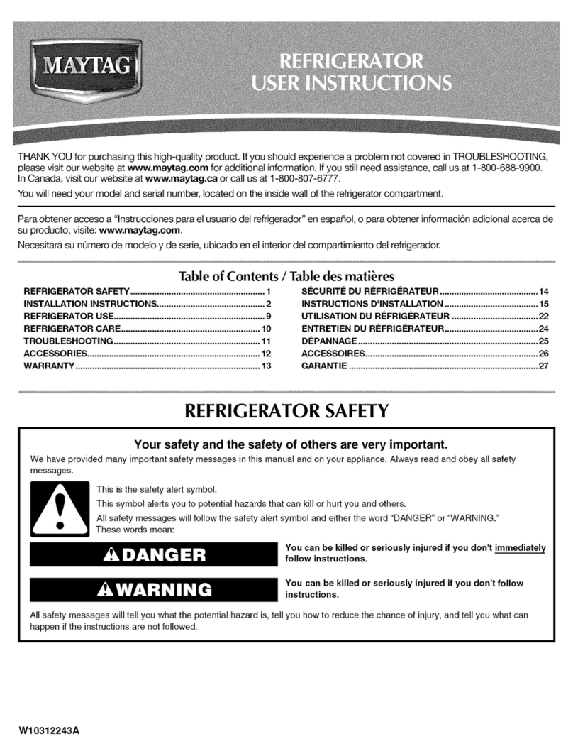 Maytag M1TXEMMWQ - 21.0 cu. Ft. Top Freezer... User manual