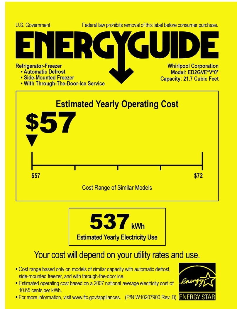 Whirlpool ED2GVEXVD - Side By Refrigerator Energy guide