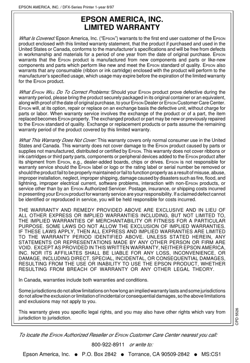 Epson DFX-8500 - Impact Printer Use and maintenance manual