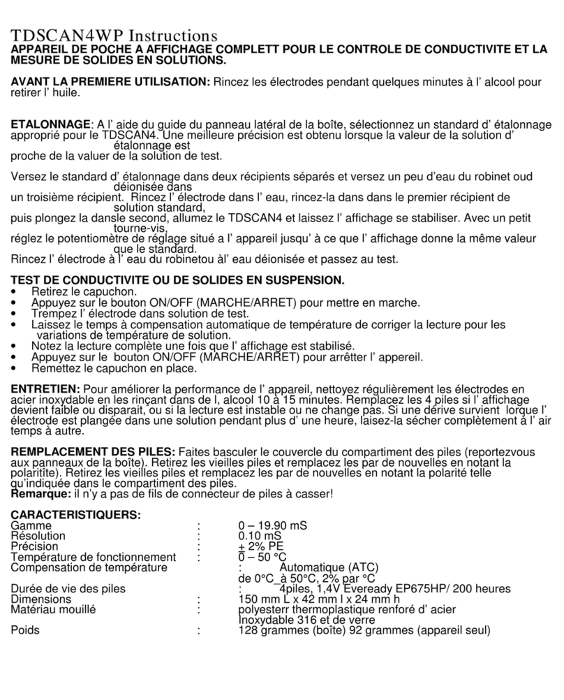 EUTECH INSTRUMENTS WATERPROOF TDSCAN 4 CONDUCTIVITY TESTER instructions EUTECH INSTRUMENTS WATERPROOF TDSCAN 4 CONDUCTIVITY TESTER instructions