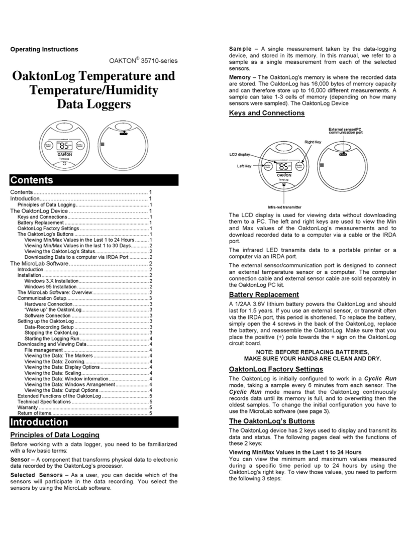 Oakton TEMPLOG DATALOGGER operating instructions