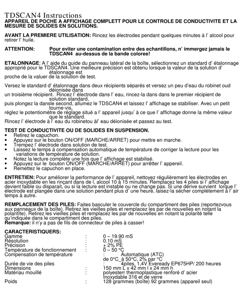 EUTECH INSTRUMENTS STANDARD TDSCAN 4 CONDUCTIVITY TESTER User manual