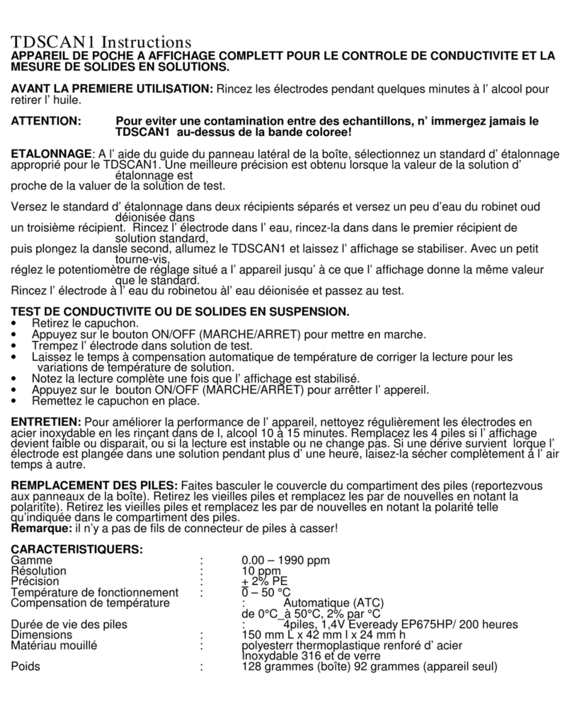 EUTECH INSTRUMENTS STANDARD TDSCAN 1 TDS TESTER User manual
