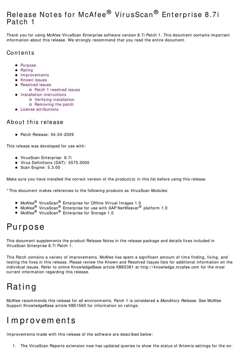 McAfee VIRUSSCAN ENTERPRISE 8.7I PATCH 1 - S... Instruction Manual